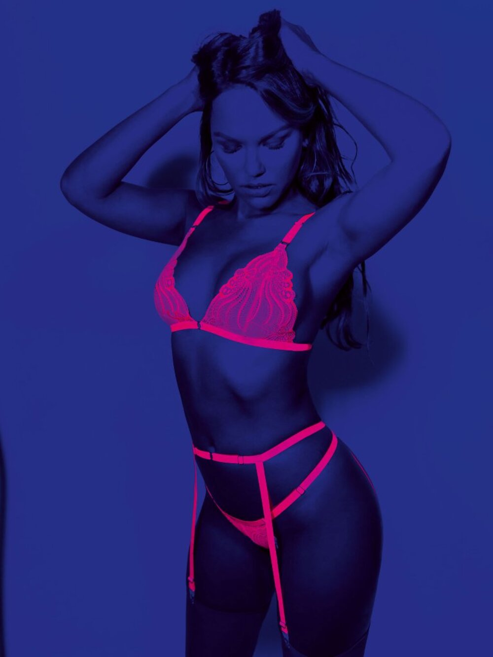 Escante Neon Pink 3‑Pc Bra Set – One Size